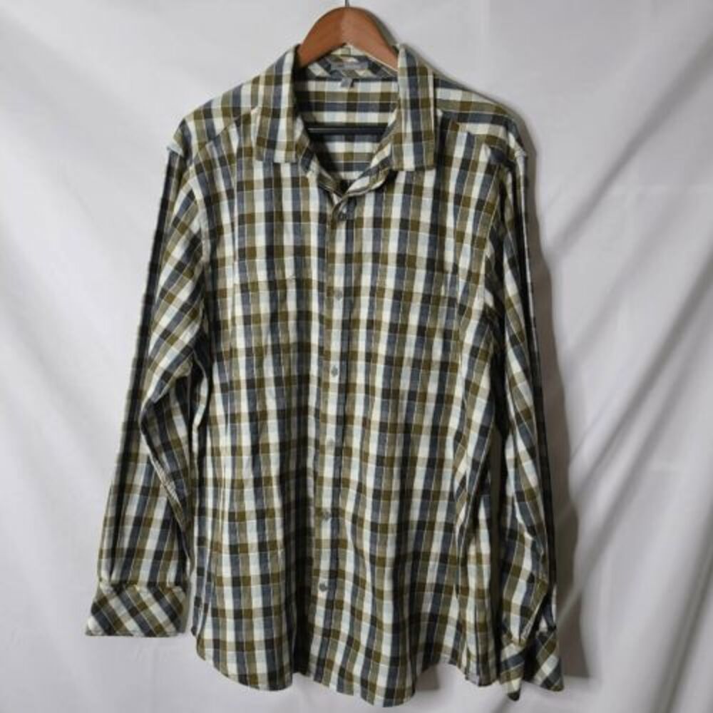 Horny Toad‎ Mens 100% Organic Cotton Plaid Button Down Collared Shirt sz XL